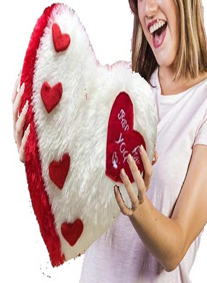 PICKKART Love Heart Shape Soft Pillows Combo for Gift to Girls/Boys/Girlfriend- Beautiful Love Gift Item(White+RED) - Image 2